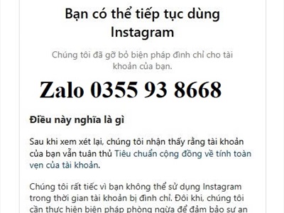 Dịch vụ mở khóa tài khoản instagram bị vô hiệu hóa nhanh Dịch vụ mở khóa tài khoản instagram bị vô hiệu hóa nhanh